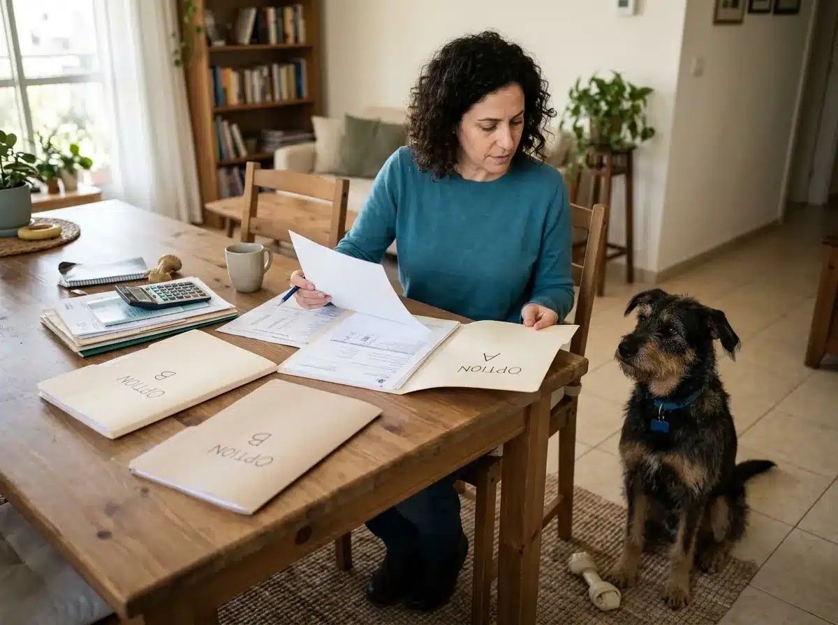 בעלים משווה בין שני תיקים כלליים ליד כלב מעורב מצב המצריך ביטוח רפואי לכלב מעורב