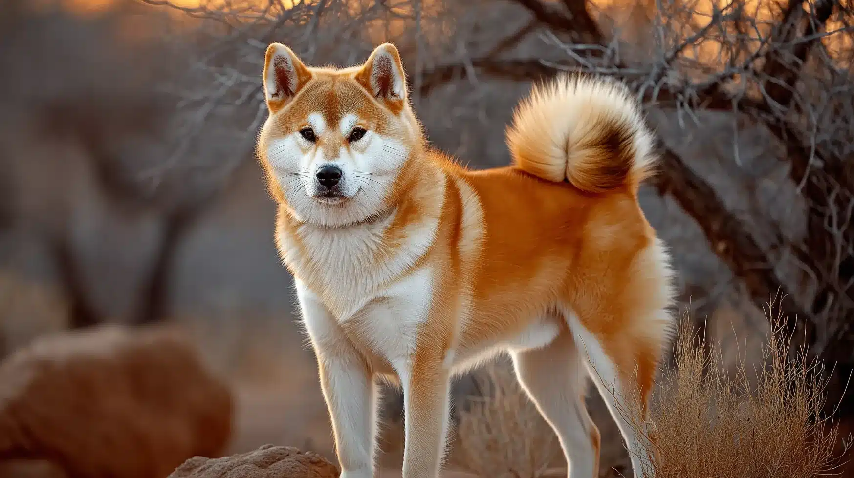 אקיטה יפני בטבע בית הכלבים