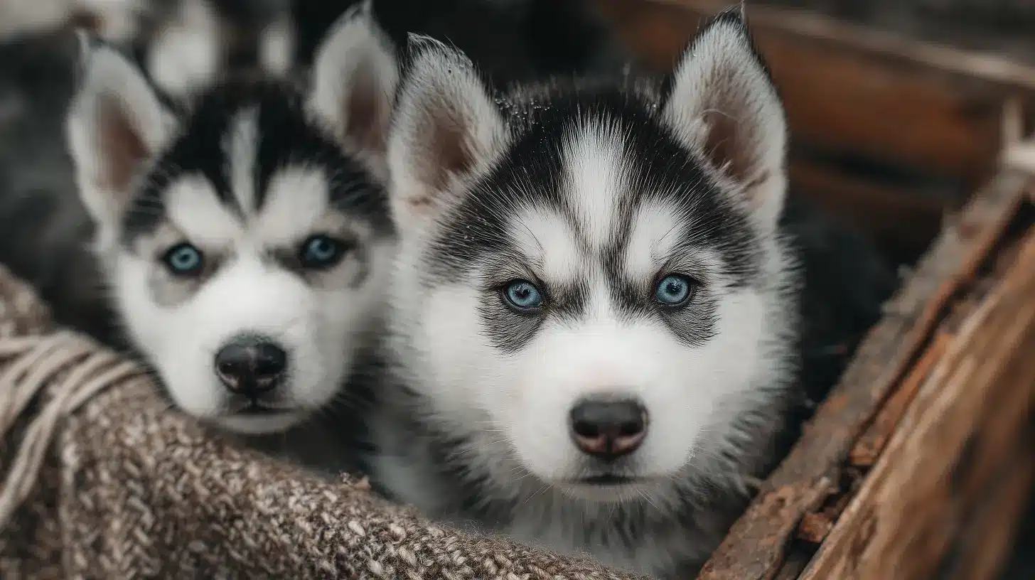 גורים של אלסקן מלמוט בית הכלבים