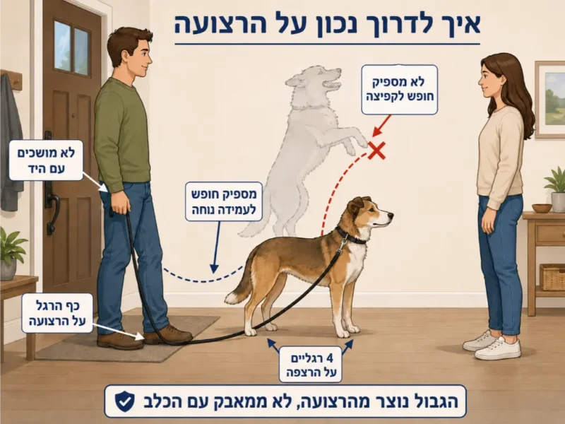 בעלים של כלב מאלף אותו להפסיק לקפוץ על אורחת
